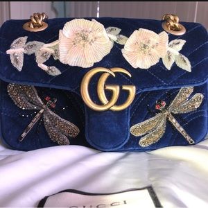 Beautiful blue velvet Gucci handbag